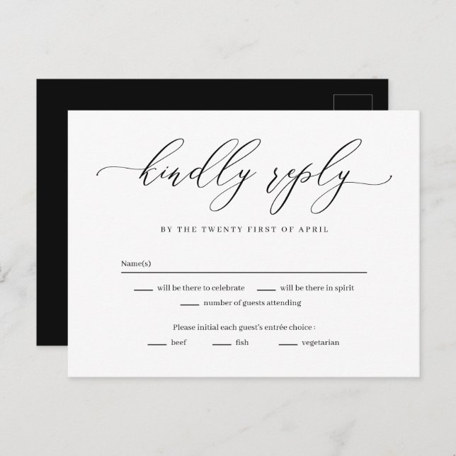 Carte de réponse RSVP pour Forever Love Editable C (Devant / Derrière)