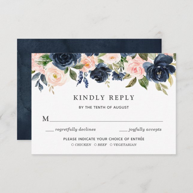 Carte de réponse RSVP pour invitation de mariage f (Devant / Derrière)