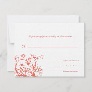 Carte de réponse RSVP pour le mariage Coral Birds