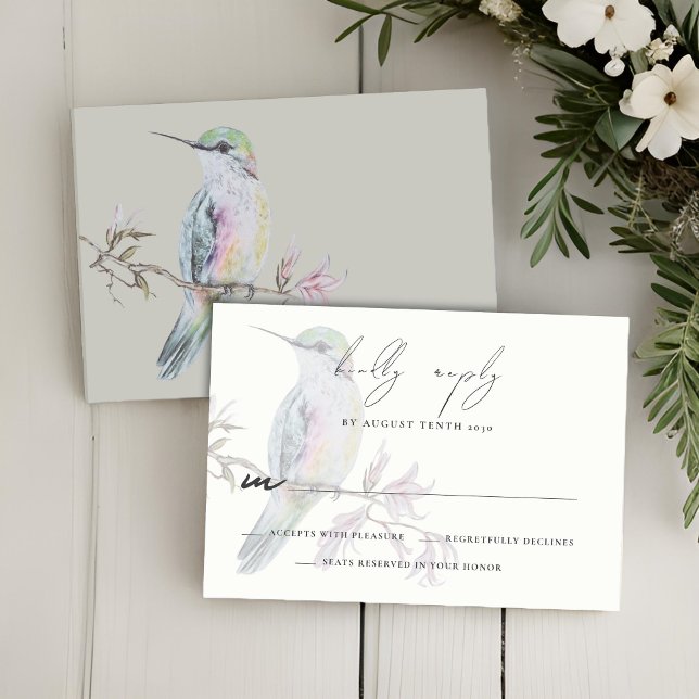 Carte de réponse RSVP pour le mariage des colibris (Créateur téléchargé)
