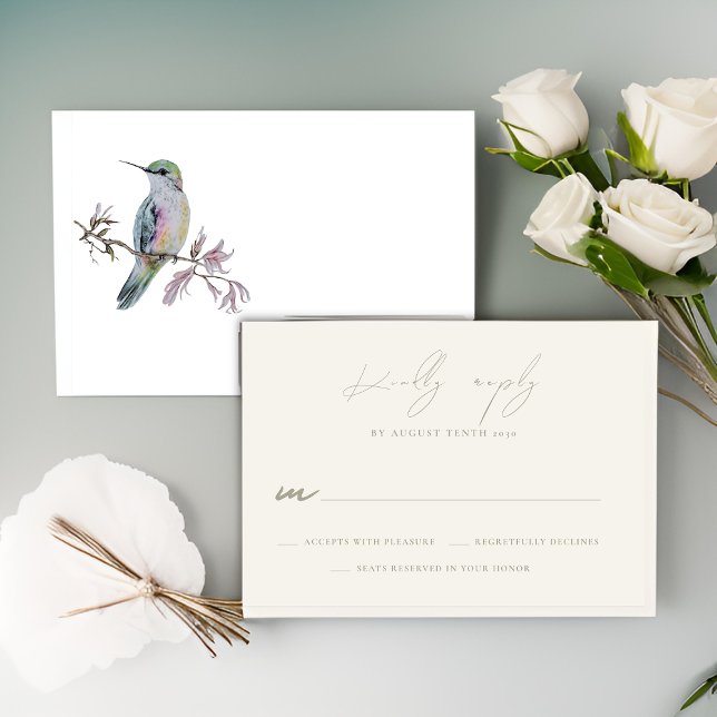 Carte de réponse RSVP pour le mariage des colibris (Créateur téléchargé)