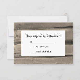 Carte de réponse RSVP pour le mariage en bois de l