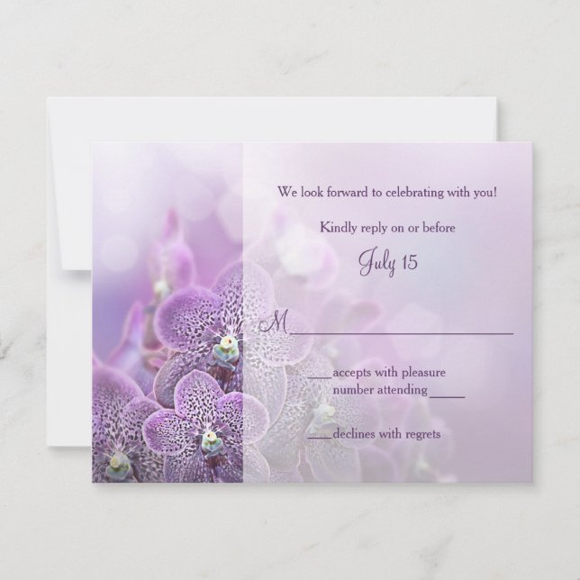 Carte de réponse RSVP pour le mariage Orchidée Pou (Devant)