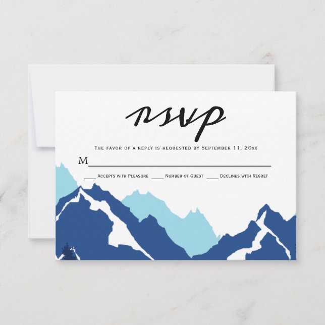 Carte de réponse RSVP pour mariage Blue Mountain (Devant)