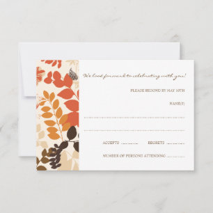 Carte de réponse RSVP pour mariage Collage de feui