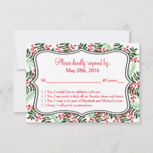 Carte de réponse RSVP pour mariage de Noël ou des 