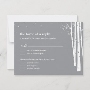 Carte de réponse RSVP pour mariage en forêt hivern