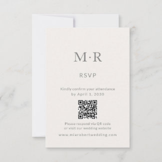 Carte de réponse RSVP pour mariage intime minimali