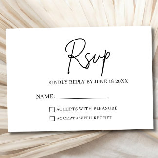 Carte de réponse RSVP pour mariage moderne minimal