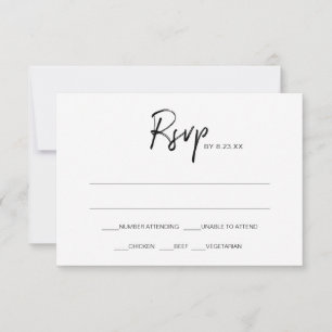 Carte de réponse RSVP pour mariage moderne Noir