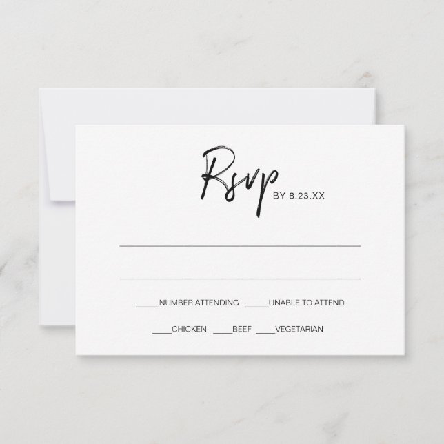 Carte de réponse RSVP pour mariage moderne | Noir (Devant)