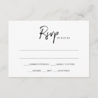 Carte de réponse RSVP pour mariage moderne | Noir