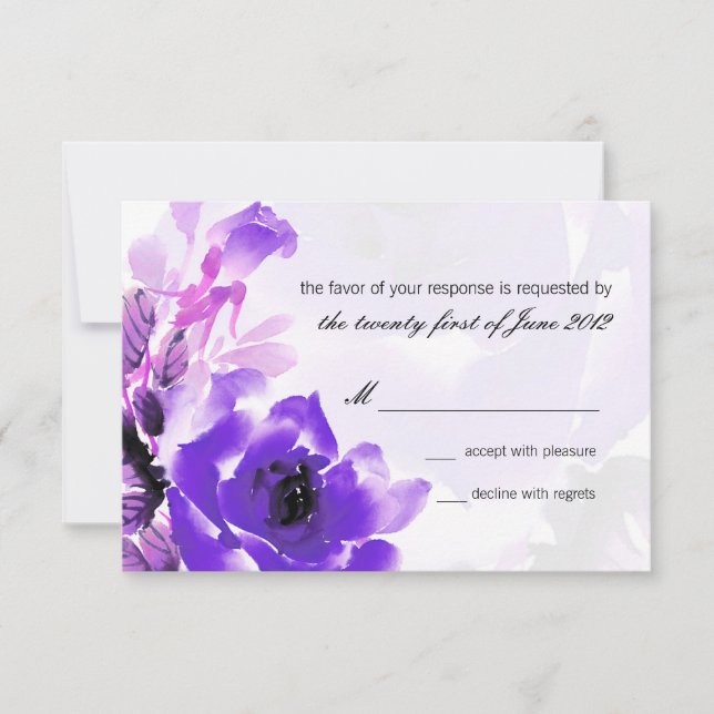 Carte de réponse RSVP pour mariage Rose Pourpre (Devant)