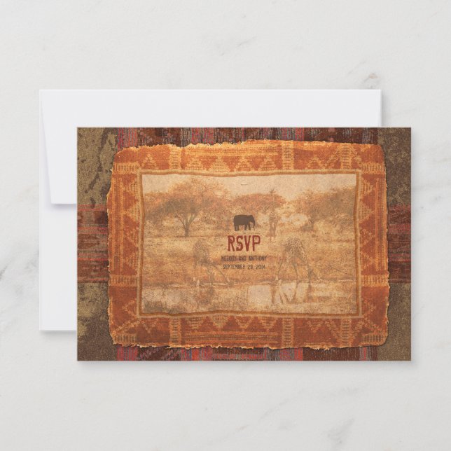 Carte de réponse RSVP pour mariage Safari africain (Devant)