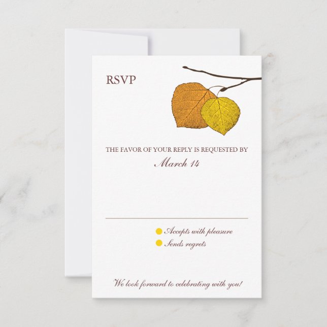 Carte de réponse RSVP pour paire de trembles d'aut (Devant)