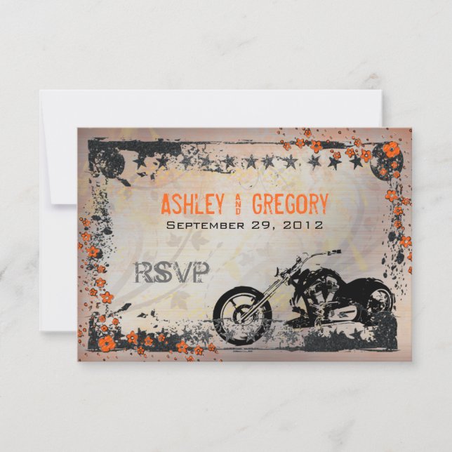 Carte de réponse RSVP pour un mariage de motards o (Devant)