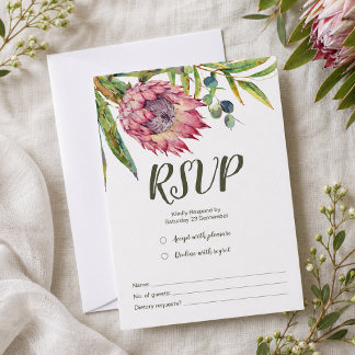 Carte de réponse RSVP Protea indigène australienne