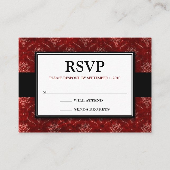 Carte de réponse RSVP Red Velvet 3,5 x 2,5 pouces  (Devant)