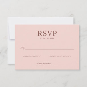 Carte de réponse RSVP rose élégante