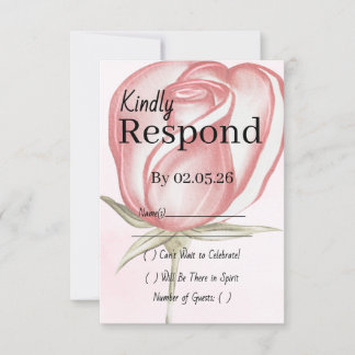 Carte de réponse RSVP rose pour mariage de jardin