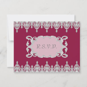 Carte de réponse RSVP rouge Bourgogne à Dentelle