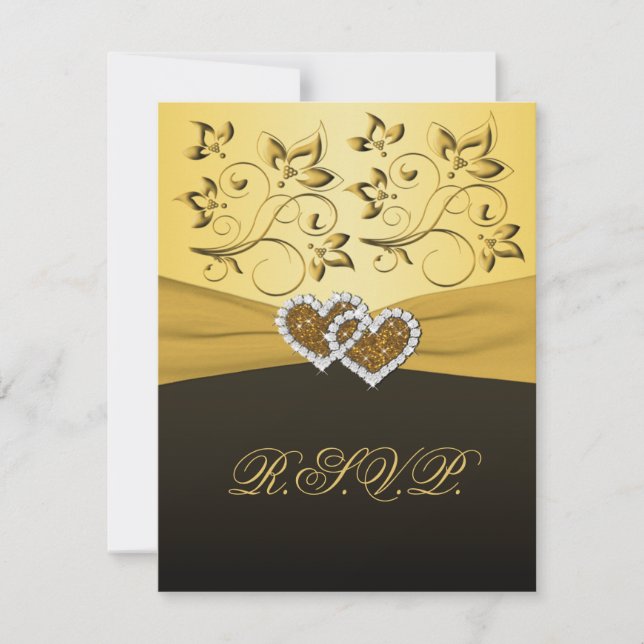 Carte de réponse RSVP Ruban Imprimé Cœurs Unis (Devant)