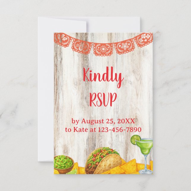 Carte de réponse RSVP Rustique Fiesta avec code QR (Devant)