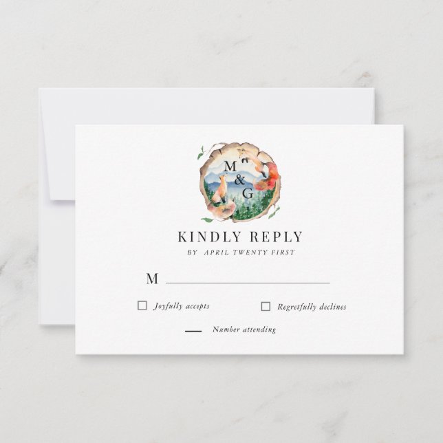 Carte de réponse RSVP rustique renard mystique (Devant)