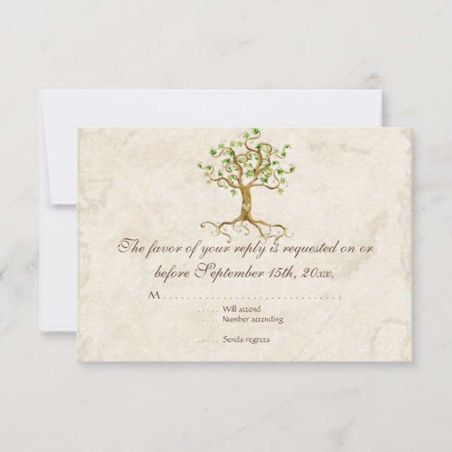 Carte de réponse RSVP Sage RSVP Swirl Tree Roots (Devant)