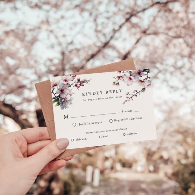 Carte de réponse RSVP Sakura Cherry Flower Aquarel (Créateur téléchargé)