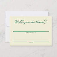 Carte de réponse RSVP simple jaune et verte