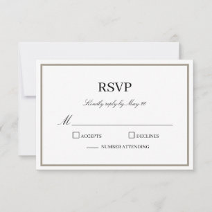 Carte de réponse RSVP simple Monogramme classique