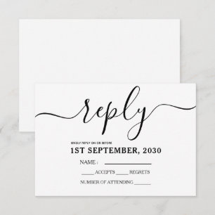 Carte de réponse RSVP simple noir et blanc