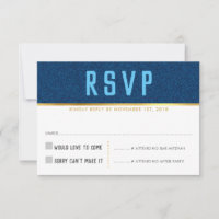 CARTE DE RÉPONSE RSVP Smart bold type or denim ble