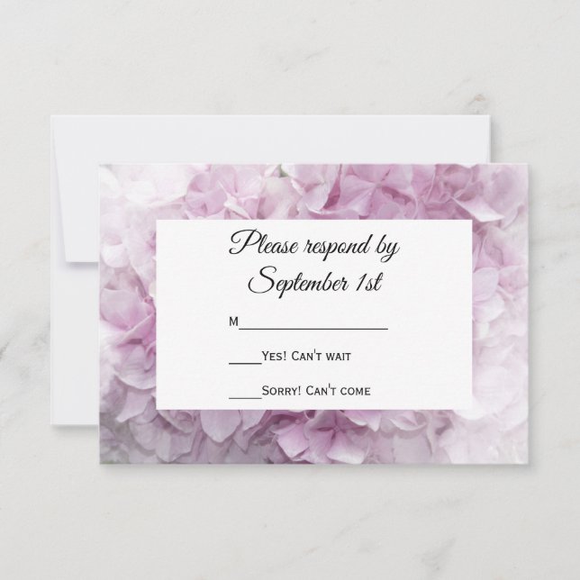 Carte de réponse RSVP Soft Pink Hydrangea Wedding (Devant)