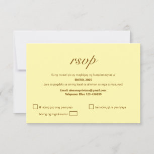 Carte de réponse RSVP Tagalog Mariage philippin Be