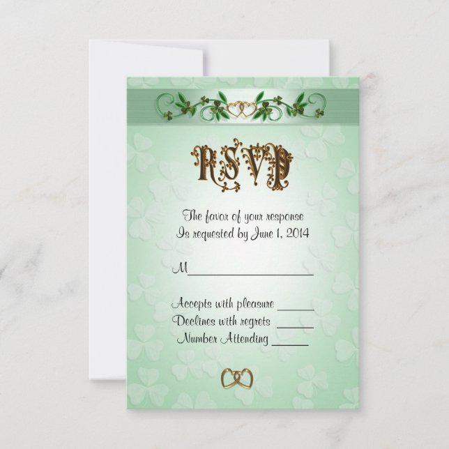 Carte de réponse RSVP thème irlandais (Devant)