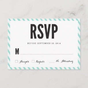 Carte de réponse RSVP turquoise Blue Stripes
