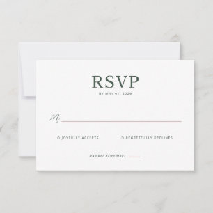 Carte de réponse RSVP Vert Élégant
