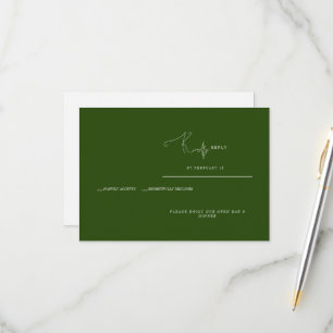 Carte de réponse RSVP Vert foncé