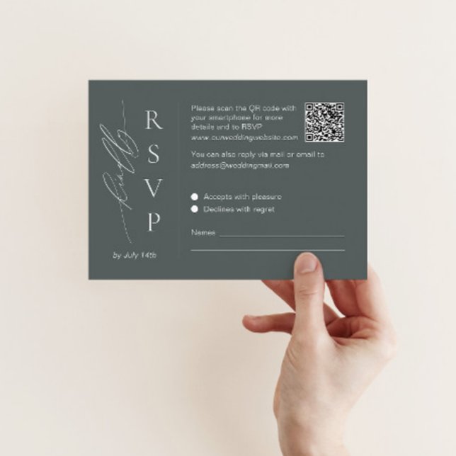 Carte de réponse RSVP vert sauge avec code QR et p (Créateur téléchargé)