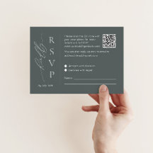 Carte de réponse RSVP vert sauge avec code QR et p