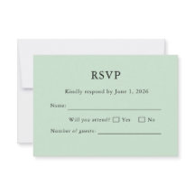 Carte de réponse RSVP Vert Sauge Minimaliste Éléga