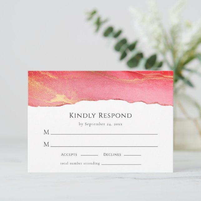Carte de réponse RSVP Viva Magenta Modern Wedding (Debout devant)