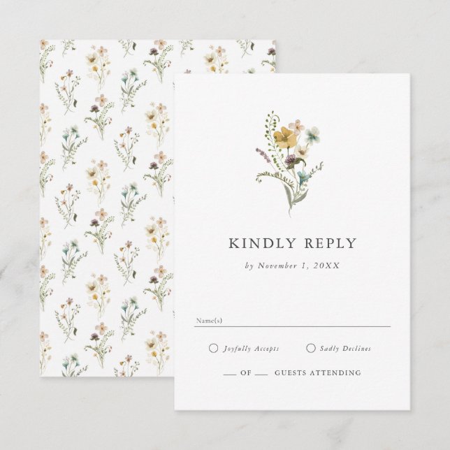 Carte de réponse RSVP Wildflower (Devant / Derrière)