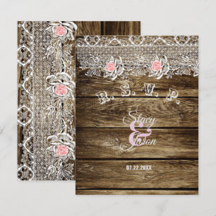 Carte de réponse Rustique Grange Bois & Dentelle