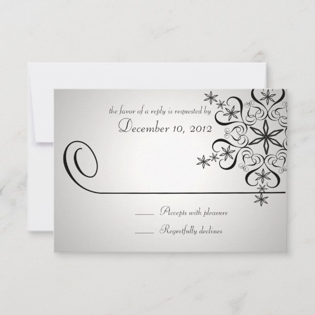Carte de réponse Silver Elegance Snowflake (Devant)