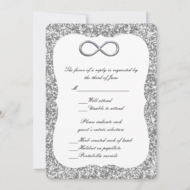 Carte de réponse Silver Parties scintillant Silver (Devant)
