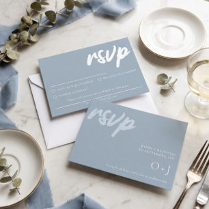 Carte de réponse Simple Bleu Poussiéreux avec choi