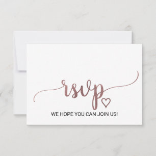 Carte de réponse simple en calligraphie dorée rose